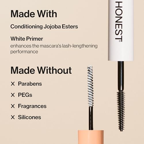 Honest Beauty Extreme Length Volumizing Clean Mascara + Longlasting Vegan Liquid Eyeliner Bundle | EWG Verified + Cruelty Free | Black, 0.27 fl oz, 0.58 fl oz