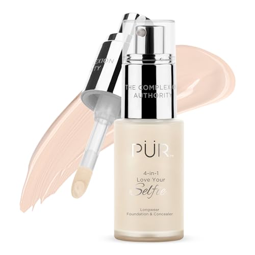 P?R MINERALS 4-in-1 Love Your Selfie Longwear Foundation & Concealer Full Coverage Liquid Foundation, Hydrating Formula, Cruelty Free