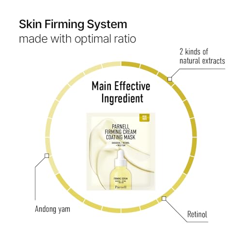 Parnell Bakuchiol Retinol Wild Yam Firming Cream Coating Mask (5ea) | Hydrating Under Eye & Face Mask for Anti-Aging, Lifting & Nourishing Glow | Korean Skin Care
