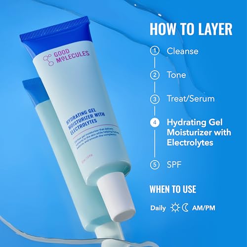 Good Molecules Hydrating Gel Moisturizer ? Lightweight Water-Based Gel, Fast-Absorbing Oil-Free Moisturizer for Oily & Combination Skin with Hydrating Electrolytes, Fragrance-Free Face Care