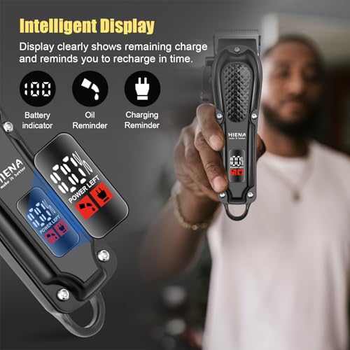 HIENA PRO Professional Hair Clippers for Men, Cordless Hair Clipper for Hair Cutting Kit 3-in-1 LED Haircut Set with Foil Shaver, USB-C Rechargeable Barber Clippers for Men