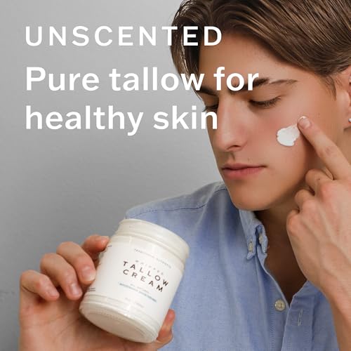 100% Grass Fed Beef Tallow for Skin Care - Face + Body - Whipped Moisturizer - Natural Lotion, 16 FL. oz. (Unscented) Made from pure Beef Tallow Suet