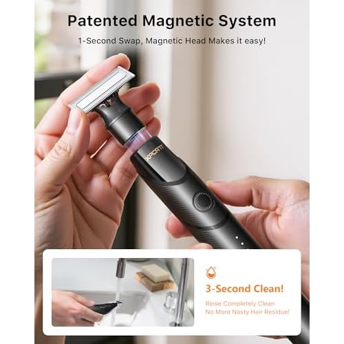 [2026 Upgraded] Beard & Nose Hair Trimmer Kit, [All-in-One] 12 in 1 Rotating Comb, Travel Body Hair Electric Shaver for Men, USB-C Fast Charging, Painless Razor Waterproof Wet/Dry, Black(Pack)