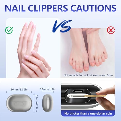 Electric Nail Clippers for Seniors, Automatic USB-C Rechargeable Nail Trimmer with LED Light & Quiet Motor, Easy-Grip Painless Fingernail Cutter for Home and Travel Use