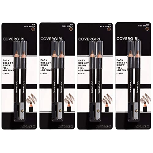CoverGirl Easy Breezy Brow, Fill+Define Pencils [505] Rich Brown 2 ea?? ( Pack of 4)?