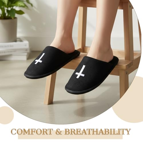 House Slipper for Guest Weddings & Baptisms Party Christian Non Slip Disposable Slippers with Cross Pattern for Travel, Bridesmaid Indoor Spa Bridal
