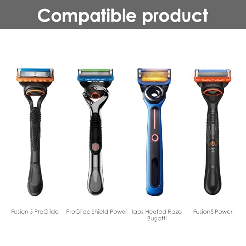 Linkidea 2 Pack Razor Holder for Shower Wall, Bathroom Razor Organizer & Squeegee Stand, Compatible with Gillette Fusion 5 Power, Labs Special NFL Series, SkinGuard (White)