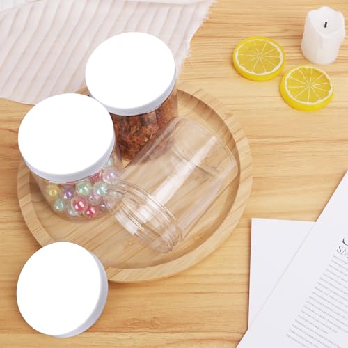 30 Packs 8 oz Clear Plastic Jars with White Lids, 8 oz Cosmetic Containers jars with Wide-Mouth for beads, rhinestones, sequins Cosmetics, Lotion, Cream, Ointments and More by KUKLIPJIM. (Clear)