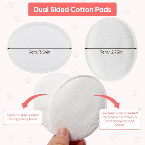 Large Oval Cotton Pads, 280 Count, 3-Layer Dual Textured Design, Lint-Free and Extra Soft, Ideal for Makeup Removal, Facial Cleansing, Toner Application, and Skincare for All Skin Types