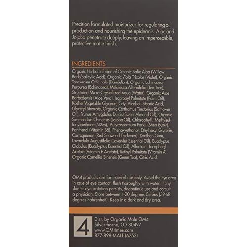 Organic Male OM4 Oily Step 4: Weightless Equalizing Moisture Complex, Moisturizer for Oily Skin to help reduce shine and breakouts for men
