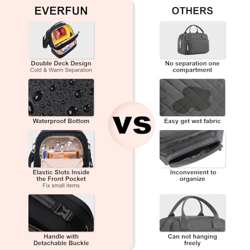 Everfun Hanging Travel Toiletry Bag for Women and 15 Can Insulated Double Deck Lunch Bag for Women Bargain Combination