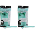 Kai About Face Body Twin Blade Pivoting Disposable Razors; 12 Shavers for Women; Curve-Hugging Pivoting Head with Aloe & Vitamin E Strip, Shaving Razors for Women (Pack of 2)