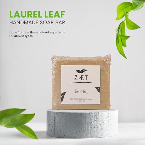 Zaet Laurel Leaf Handmade Soap Bar for Face and Body ? Unscented, 5 oz (Pack of 4) ? Natural Skin Cleansing & Hydration ? For All Skin Types ? Made with Coconut, Laurel & Olive Oils