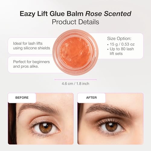 Curacoro Eazy Lash Lift Glue Balm 15g (Rose Scent), Nourishing Lash Lift Adhesive for Eyelash Curling & Lamination | Hydrating, Long-Lasting Lash Lift Balm