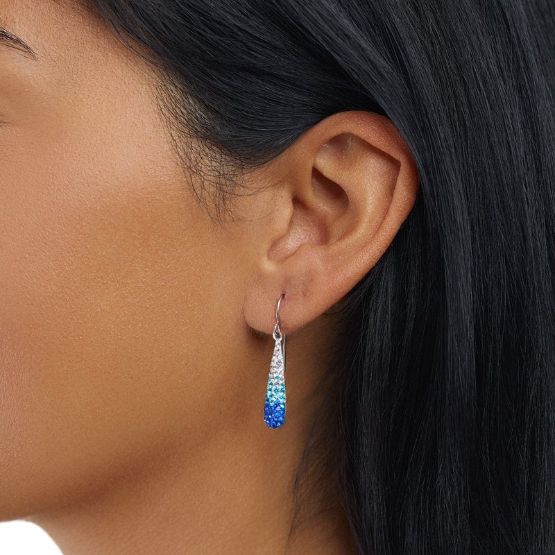 Sterling Silver Blue Crystal Teardrop Earrings for Women & Teens