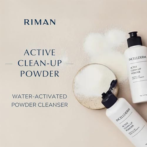 INCELLDERM Active Clean-Up Powder 90g (3.17oz) | Water-Activated Facial Cleanser with Papain Enzymes | Gentle Exfoliation and Skin Barrier Support | Plant-Based Formula