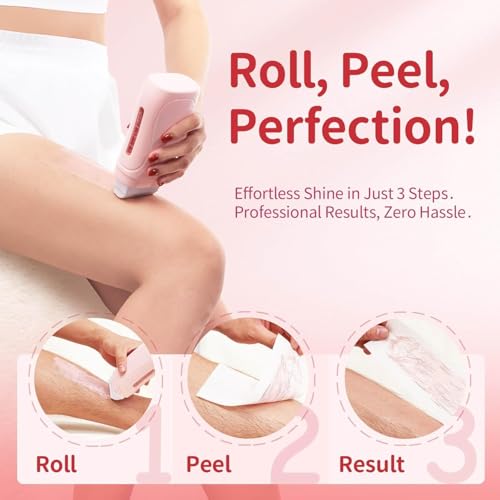 Waxing Kit for Women & Men, Waxfans Honey Roll On Wax Kit for Hair Removal at Home, with 1 Wax Cartridge & 50 waxing Strips, Lasts 4-6 Weeks, All Skin Types.