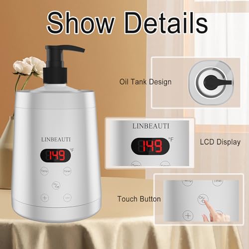 Professional Massage Oil Warmer Bottle Lotion Heater for SPA, Automatic Oil Warmer Heated Essential Lotion Cream with Two Oil Bottle Dispenser for Salon, Barber Shops, Home (Silver)
