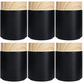 Furnido 6 Pack 8 oz Black Round Glass Jars,Empty Glass Cosmetic Containers with Plastic Wood Grain Lid,Inner Liners for Lotion,Powders,Ointments,Storage Creams,Candle Making
