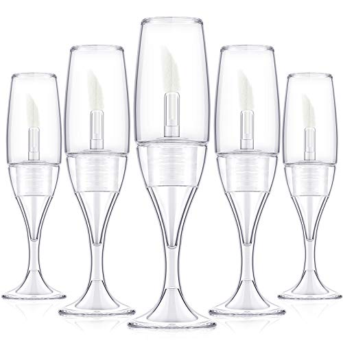 Maitys 20 Pcs 8 Ml/ 0.27 oz Lip Gloss Tubes Mini Wineglass Shaped Empty Lip Gloss Tube Lip Balm Containers Mini Refillable Bottles Lip Glaze Container with 2 Pieces Funnels for Women(Transparent)