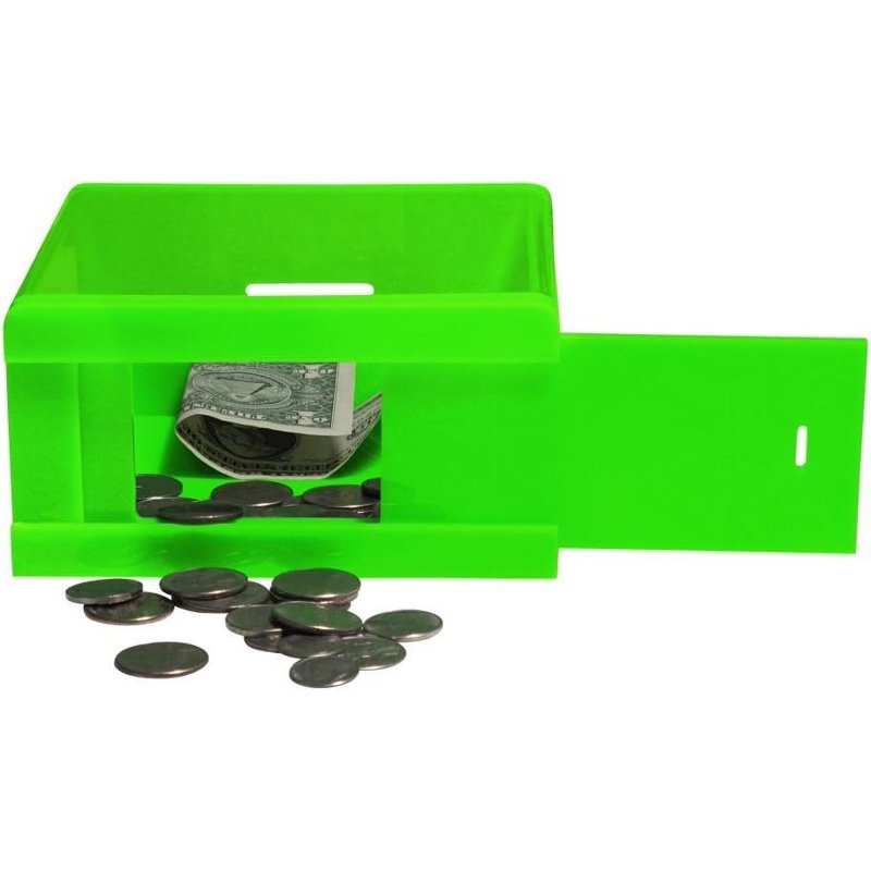 Acrylic Donation Collection Box with Lock and Key - Wall Mount or Countertop Display, Neon Green