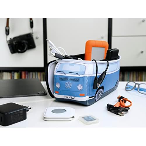 BRISA VW Collection Volkswagen Neoprene Universal Makeup Cosmetics Toiletry Travel Pharmacy Bag in T2 Bus Design (Large)
