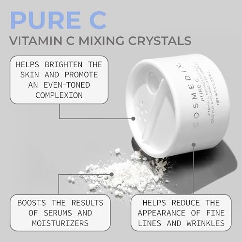 COSMEDIX Pure C Mixing Crystals, Vitamin C Powder for Face - Brightening Facial Skin Care Products for Fine Lines & Uneven Skin Tone - Ultra Fine Mixing Face Powder for Moisturizers & Serums