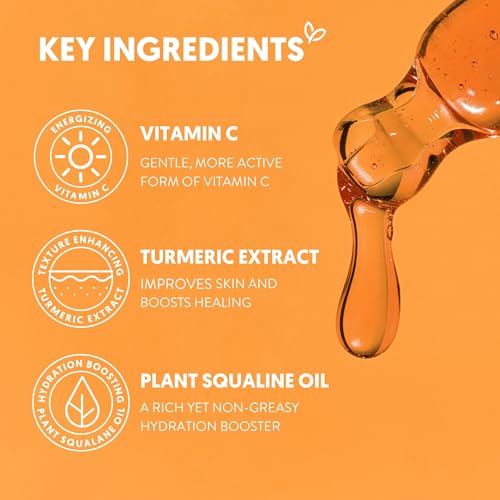 By Nature Hydrating Face Oil - Vitamin C, Turmeric & Plant Squalane Nourishes Skin for Radiant Vitality & Health Glow, for Women & Men, 1 Fl Oz
