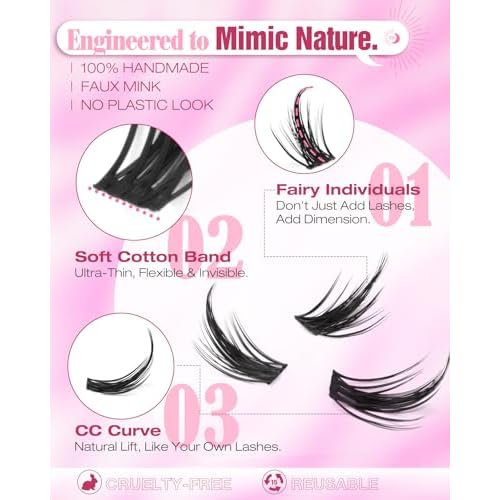 Manga Lash Clusters Kit 8-12MM Anime Cluster Eyelash Extensions Kit Natural Fairy Eyelash Clusters CC Curve 180Pcs Spiky Wispy Cluster Lashes with Lash Glue