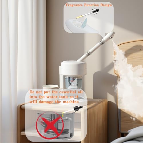Facial Steamer Nano Ionic Face Steamer, 360 ¡Æ Rotating Portable Spray, Professional Face Steamer for Facial Deep Cleaning, Facial Steamers Home Facial Spa or Vaporizador Facial.(White)