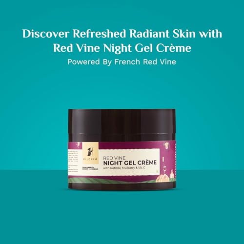 Pilgrim French Red Vine & Retinol Night Gel Cream, Night Moisturizer for Face, Helps Improve Texture & Radiance, Lightweight Overnight Skincare, Youthful Glow, 1.76 Oz (50g)