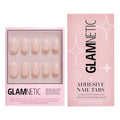 Glamnetic Press-On Nails & Adhesive Nail Tabs - Goal Digger | Glossy, Semi-Transparent, Short Round Nails with Gold Foil, Reusable | 12 Sizes - 30 Nail Kit