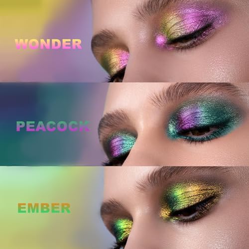 Metallic Liquid Chameleon Eyeshadow Set - Long-Lasting Holographic Glitter Multichrome Eyeshadow, Multi-Dimensional Color Shifting Makeup, Quick-Drying & Waterproof (WONDER)