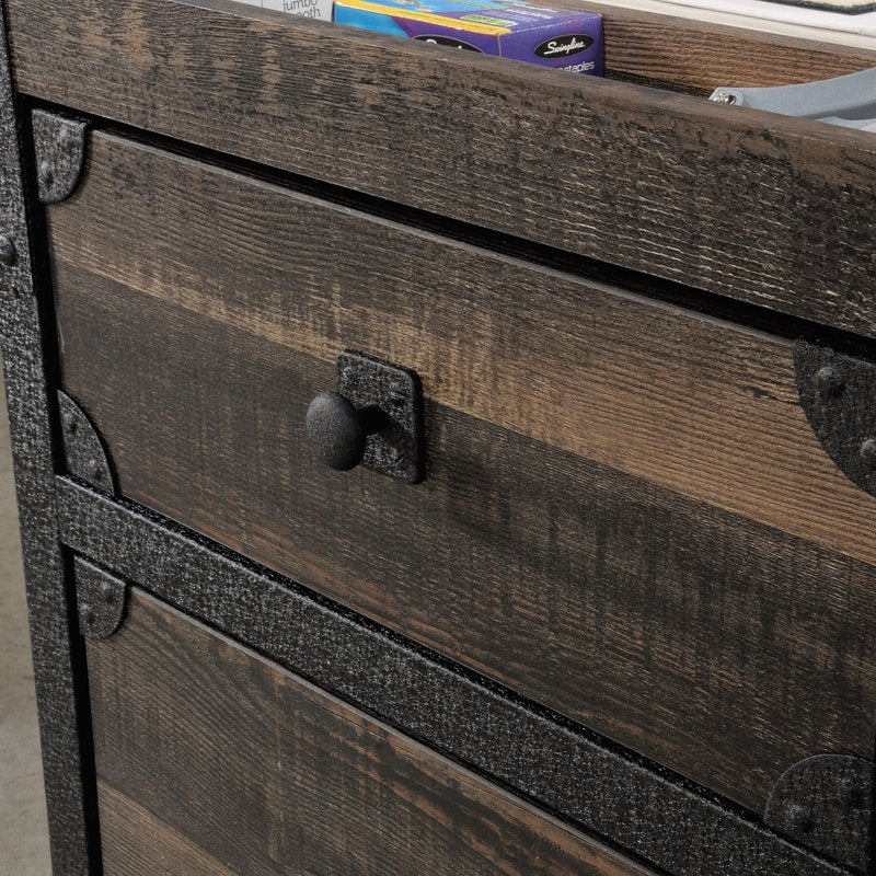Mobile File Cabinet with Locking Drawers and Casters - Rustic Oak Finish
