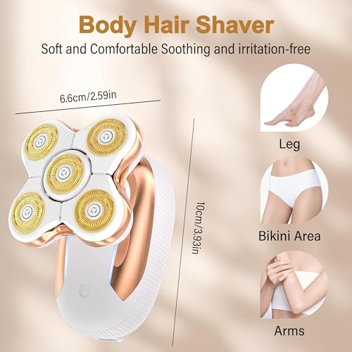 Electric Razors for Women : 5D Magnetic Head Shaver for Women - Rechargeable Body Shaver Waterproof Hair Remover Painless Cordless Trimmer for Lady Legs