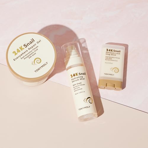 TONYMOLY 24K Snail Hydrating Serum Mist 3.38 oz ? 92% Snail Mucin Face Mist with Niacinamide, Peptides & Gold for Radiant Skin, Moisturizing Korean Toner Spray for Hydration & Anti-Aging