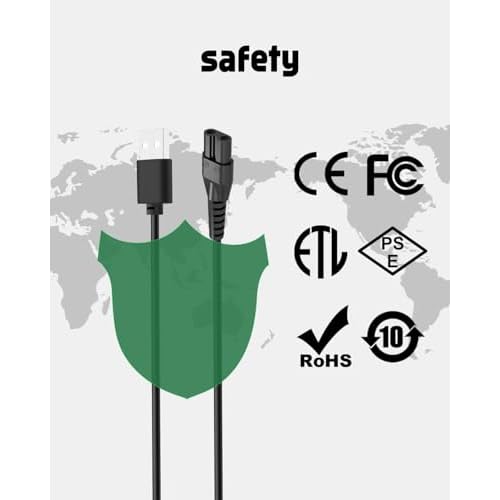 Bikini Trimmer for Women Charger for KAPHIO Bikini Trimmer Charger, 3.3ft Power Cord, 1 Cleaning Brush