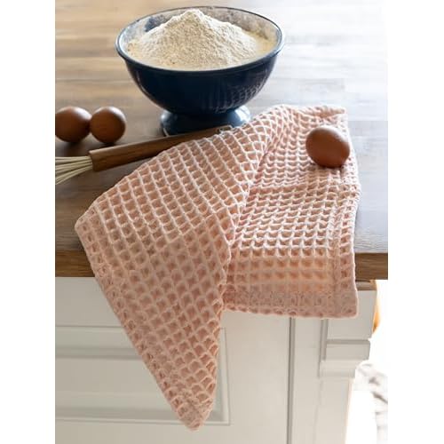 Premium 100% Turkish Cotton Wash Cloths & Face Towels Pack of 8, Luxury Turkish Waffle Washcloth Ideal for Bath, Makeup, Kitchen (Light Pink, Set of 8 Washcloths)