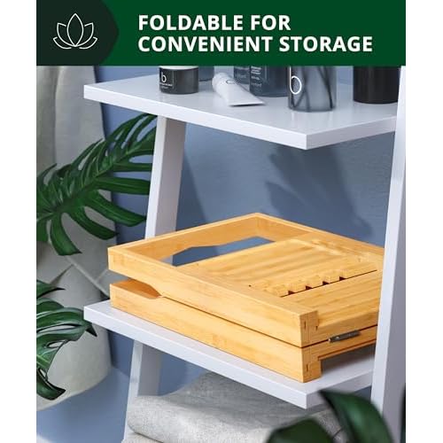 ROYAL CRAFT WOOD Premium Foldable Bathtub Tray Caddy - Wood Bath Tray for Tub, Bamboo Shelf, Expandable Bath Table Trays, Bathtub & Bathroom Accessories for New Home & Mothers, Birthday Gifts for Mom