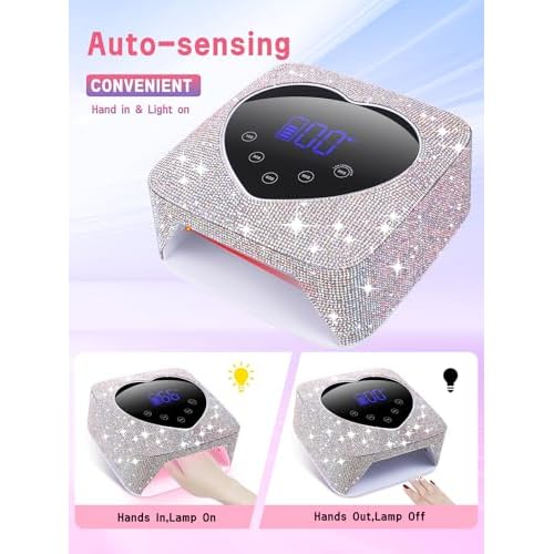 Hongfa Cordless Gel Nail Lamp, Rechargeable UV LED Nail Dryer for Gel Polish with LCD Display, Auto Sensor and 5 Timer Settings Professional Gel Curing Light for All Gel Nail Polish, Manicure Tools