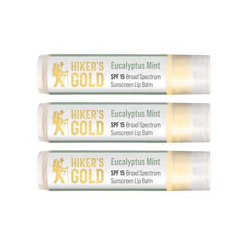 Hiker¡¯s Gold SPF 15 Sunscreen Lip Balm, Eucalyptus Mint, 3-Pack