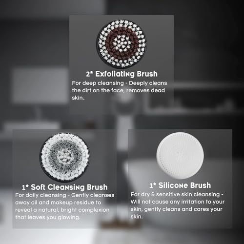 4 Replacement Brush Heads for Model OR-9088 Facial Cleansing Brush Deep Pore Cleansing Gentle Exfoliating & Remove Blackhead Acne Exfoliating Soft Head Set