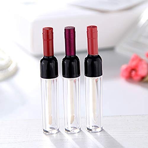 10 Pcs 5ml Empty Wine Bottles Shaped Plastic Lip Gloss Tubes Vials Mini Refillable Clear Lip Glaze Tubes Lipgloss Bottles Holder DIY Liquid Lipstick Tube Lip Oil Bottle Container for Woman Girl Makeup