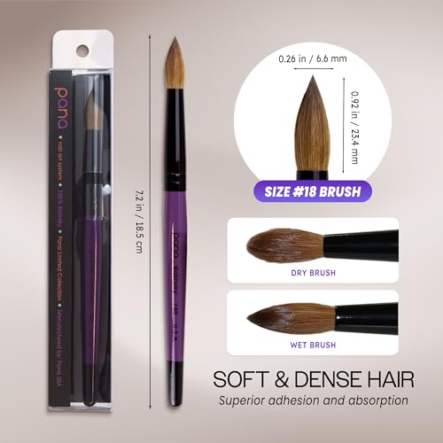 Profession Purple Wood Kolinsky Acrylic Nail Brush (Size: 6, 8, 10, 12, 14, 16, 18, 20, & 22) PANA Brand High End Quality 100% Pure Kolinsky Hair (Size 18)
