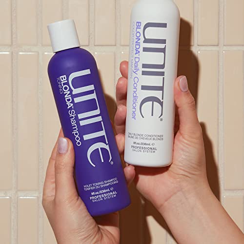 UNITE Hair ? BLONDA Toning Purple Shampoo ? Neutralizes Brassy & Yellow Tones in 60 Seconds ? Brightens Blonde, Gray & Highlighted Hair ? 8 Fl Oz