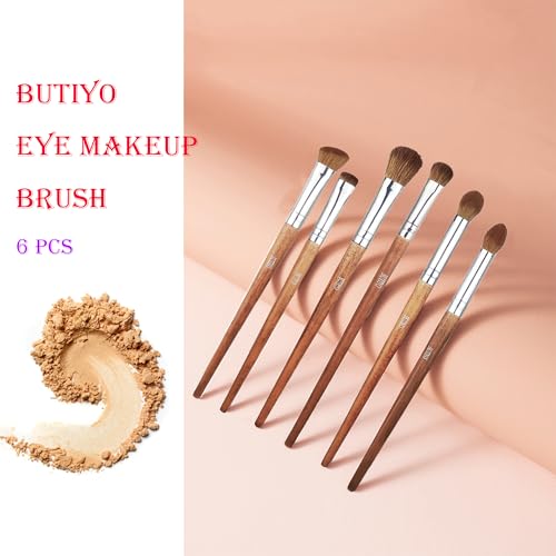 Makeup Brushes Set BUTIYO Eye Make Up Brushes Nature horse hair Concealers Eye shadows Blush Blending Highlight Makeup Brushes 6 Pcs FB-006
