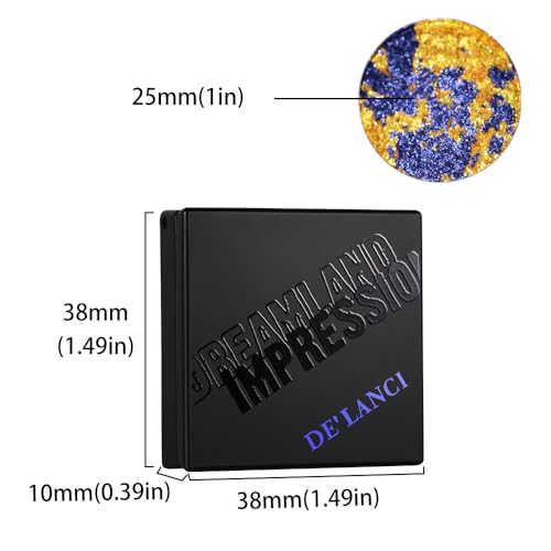 DE'LANCI Duochrome Golden Yellow Shimmery Pressed Eyeshadow, Multi-Dimensional Gold Blue Glitter Eyeshadow, Easy to Wear Chameleon Eye Shadow, Crease Resistant Waterproof Duo Chrome Eye Shadow, 12