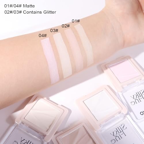 Contour & Highlighter Palette - Nude Pink Beige White Clear Natural Brightening, Non-Cakey Satin Finish for Flawless Sculpting (01# Milk Rice White)