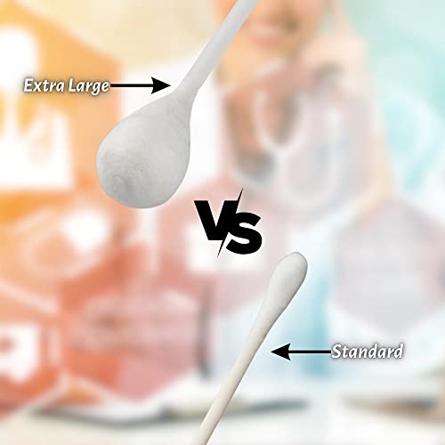 Vakly Large Oversized Swabs [Pack of 200] Extra-long 8" Cotton Tipped Applicators with Extra Large 1/2" Diameter Swab - Non-sterile ? Long Plastic Shaft