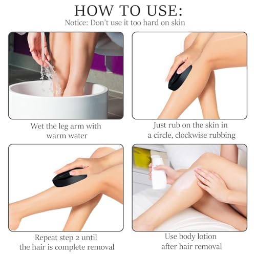 Crystal Hair Eraser, Painless Hair Removal Tool, Reusable Hair Remover for All Body Parts (Black)